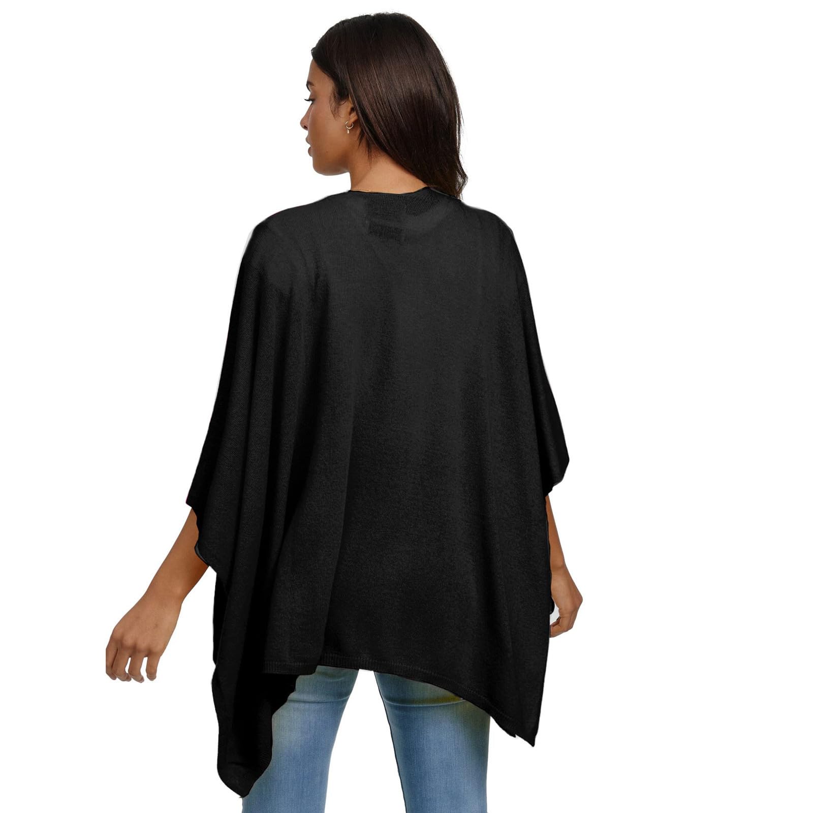 Glamexx24 Damen Poncho Schal Cashmere Feeling Strick Cape Frauen Poncho Cardigan XXL Umhängetuch für Frühling und Herbst Made in Italy