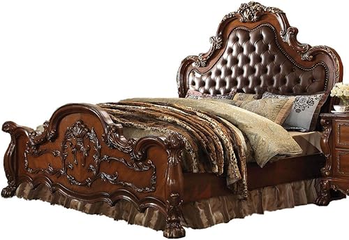ACME 23137EK Dresden Eastern King Bed - PU & Cherry Oak