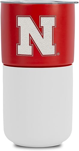 Rico Industries NCAA Nebraska Cornhuskers - Vaso de cerámica de 16 onzas con agarre de silicona, grabado láser profundo, diseño de color rojo y