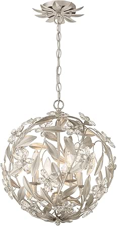 Crystorama Marselle 4 Light Antique Silver Mini Pendant