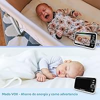 Vista 5 de HelloBaby Monitor de Bebé Mejorado de 5'' con Batería de 30 Horas, 2 Cámaras Pan-Tilt-Zoom, Rango de 1000 pies Monitor de Video y Audio para Bebé