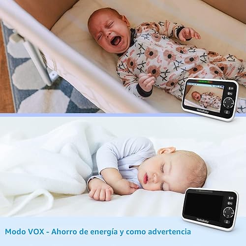 Miniatura 5 de HelloBaby Monitor de Bebé Mejorado de 5'' con Batería de 30 Horas, 2 Cámaras Pan-Tilt-Zoom, Rango de 1000 pies Monitor de Video y Audio para Bebé