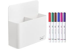 Mr. Pen- Magnetic Marker Holder, White, Magnetic Dry Erase Marker Holder with 6 Colorful Markers