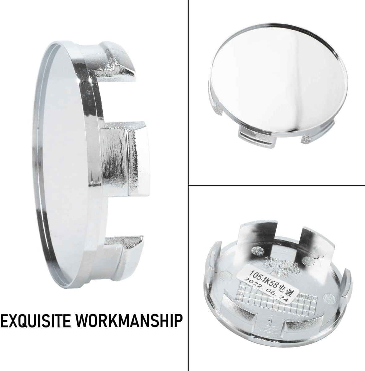 RTRHINOTUNING 4PCS 58mm Wheel Center Caps Compatible with Integra Civic Si Wheels 44732-S50-N900 OD: 2.28"/58 mm ID: 2.22"/56.5 mm Chrome Hub Caps