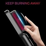 TYMO Hair Straightener Brush, Flat Iron & Comb 2 in 1 for Straightening, Anti-Scald Hot Comb, 5 Temp for All Hair Types, Straightening Brush for Women, Fast Finish with Smooth, Shiny, TYMO RING, Black