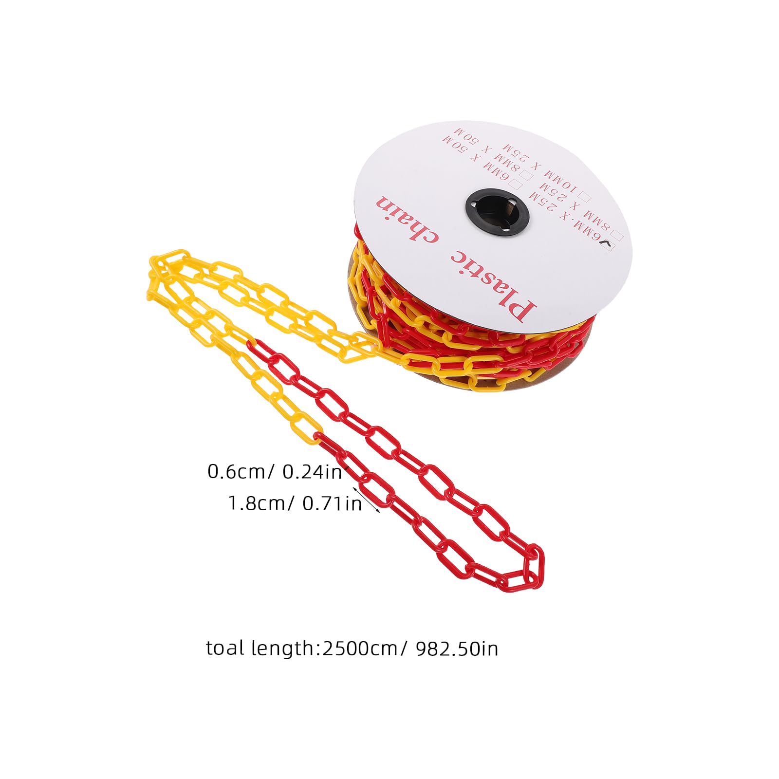 PRETYZOOM Cadena de Seguridad de Plástico 6 Mm, 25 Metros, Barrera de Cadena para Control de Tráfico y Seguridad en Instalaciones, Resistente a Clima para Uso Industrial y Señalización Vial