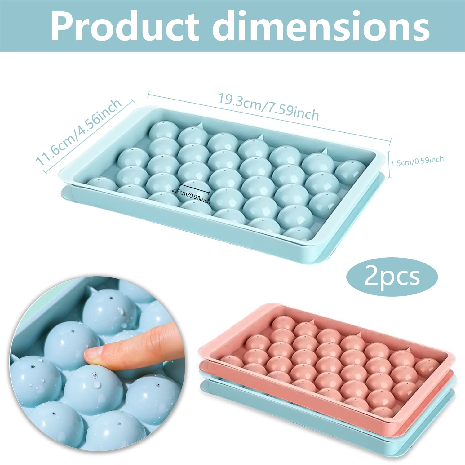 Stampo Ghiaccio In Silicone Blumtal - 2 Pezzi, Con Coperchio, Cubetti Da 2.6cm, Senza BPA, Per Cocktail E Bevande - Foto 11