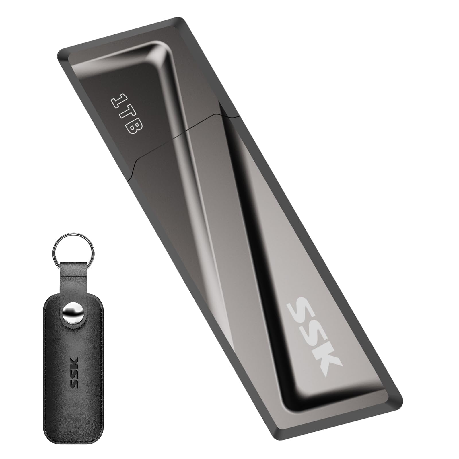 SSK 1TB USB Flash Drive 550MB/s USB3.2 Gen2 SSD Thumb Drive Fast Transfer Speed Externel Solid State Drive with USB C Adapter USB-C Memory Stick for Type-C Smartphone,MacBook/Pro/Air Laptop and More