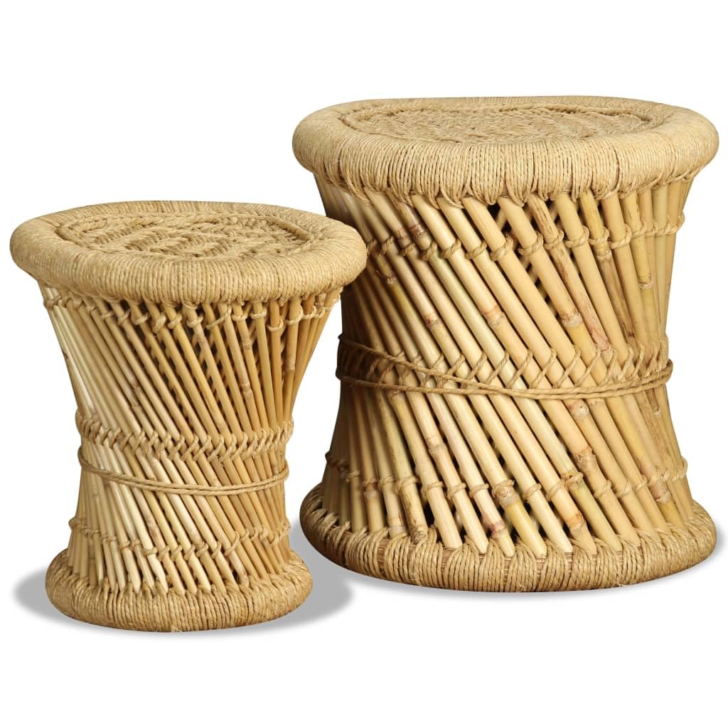 Solivagant Tabourets Lot de 2 Bambou et Jute,(5 KG)