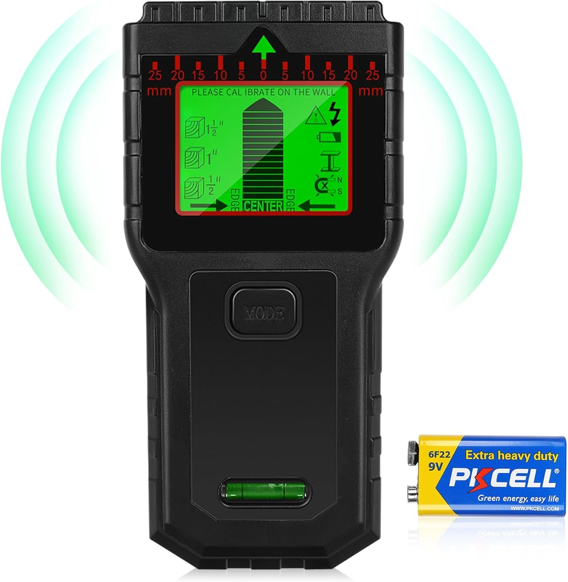 Stud Finder Wall Scanner - 8 in 1 Stud Detector with LCD Display & Audio Alarm, Wire Detector for Wall Wood AC Wire Metal Studs Cable Joist Pipe Detection (Black)