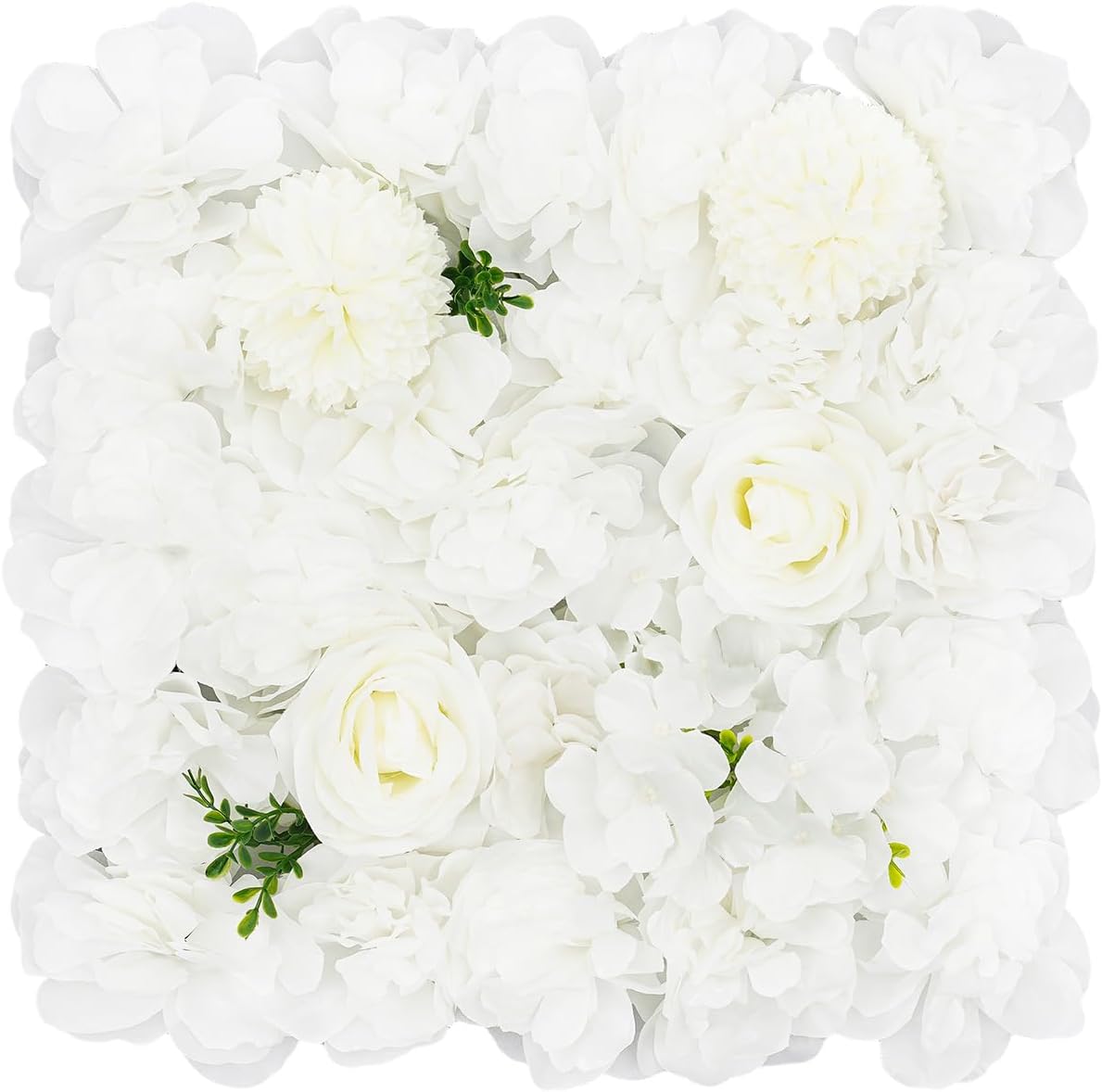 DouSeiAi 12Pcs Artificial Flower Wall Panel 3D Floral Backdrop Walls 15" X 15" Flower Wall Decor Flower Backdrop Faux Flowers Panel for Wedding Party Home Decoration, White/Deep Pink