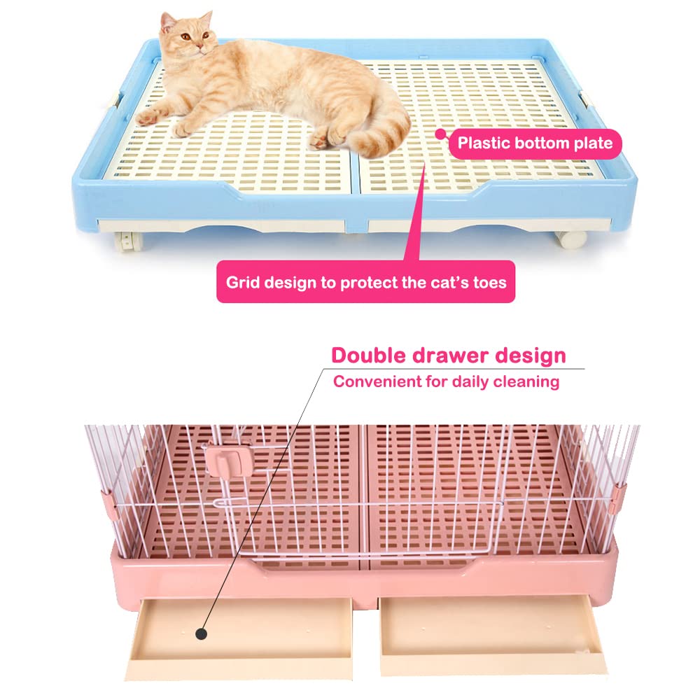 BPS Jaula Grande Metálica para Gatos Mascotas 2 Tamaños para Conejos Vallas Gatito Cachorros (Modelo Pequeño) BPS-1379