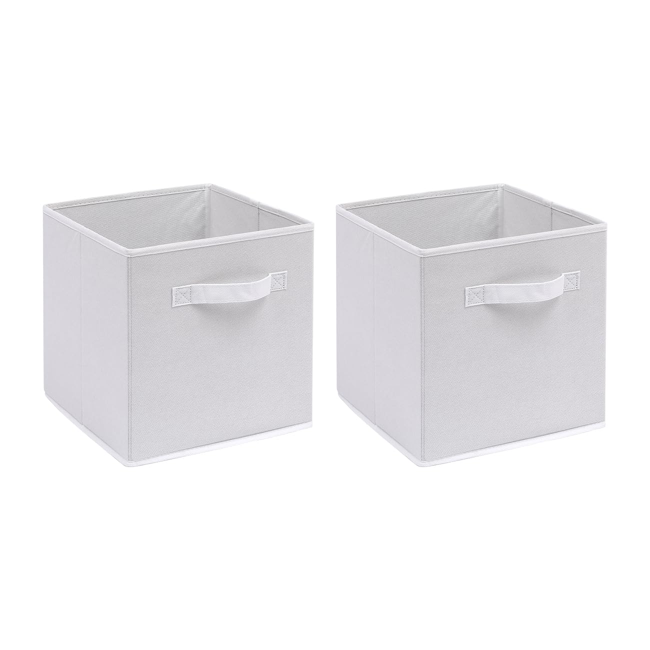 Homullel Foldable Storage Cubes Set of 2, Fabric Storage Boxes, Closet Storage Drawers Storage Organizer for Clothes (White, Band)