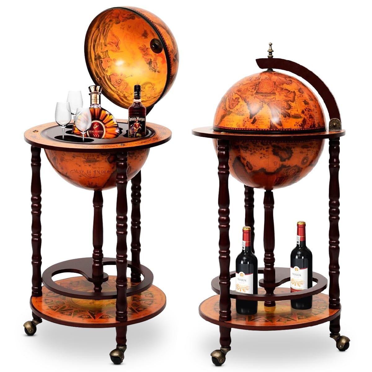 giantex bar globe terrestre bois