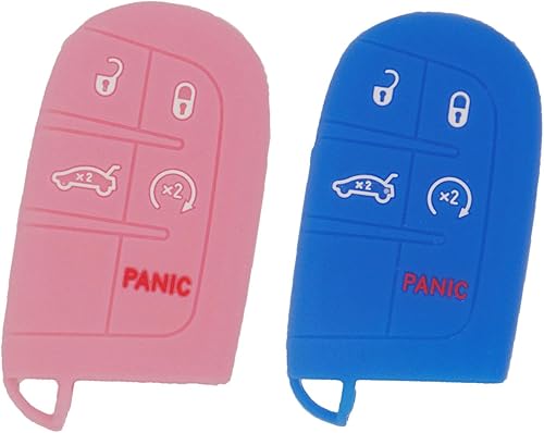 Miniatura 10 de WEIBISS 2 piezas de 5 botones inteligentes de goma para llavero de entrada sin llave, protector para Jeep Grand Cherokee Dodge Challenger Charger