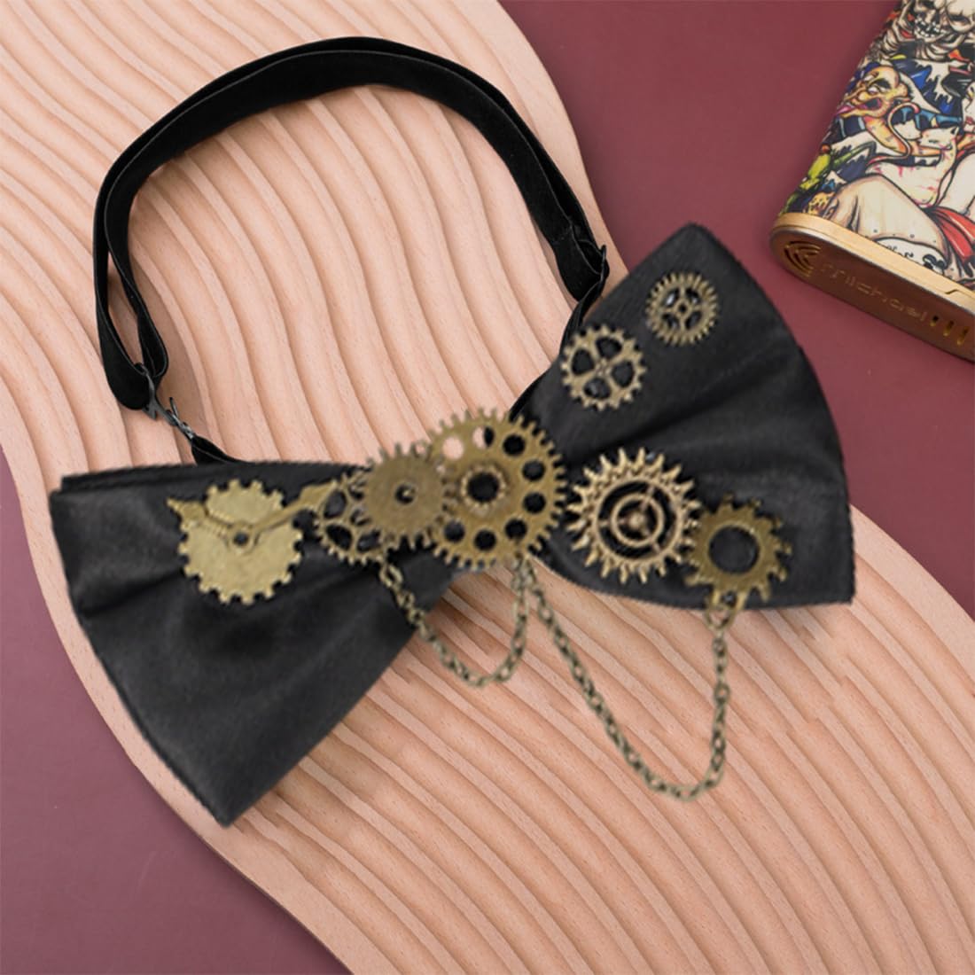 OIXYEY Papillon Steampunk da uomo Ingranaggi retrò Cravatta vintage Papillon Ingranaggi Cosplay Steampunk Accessori