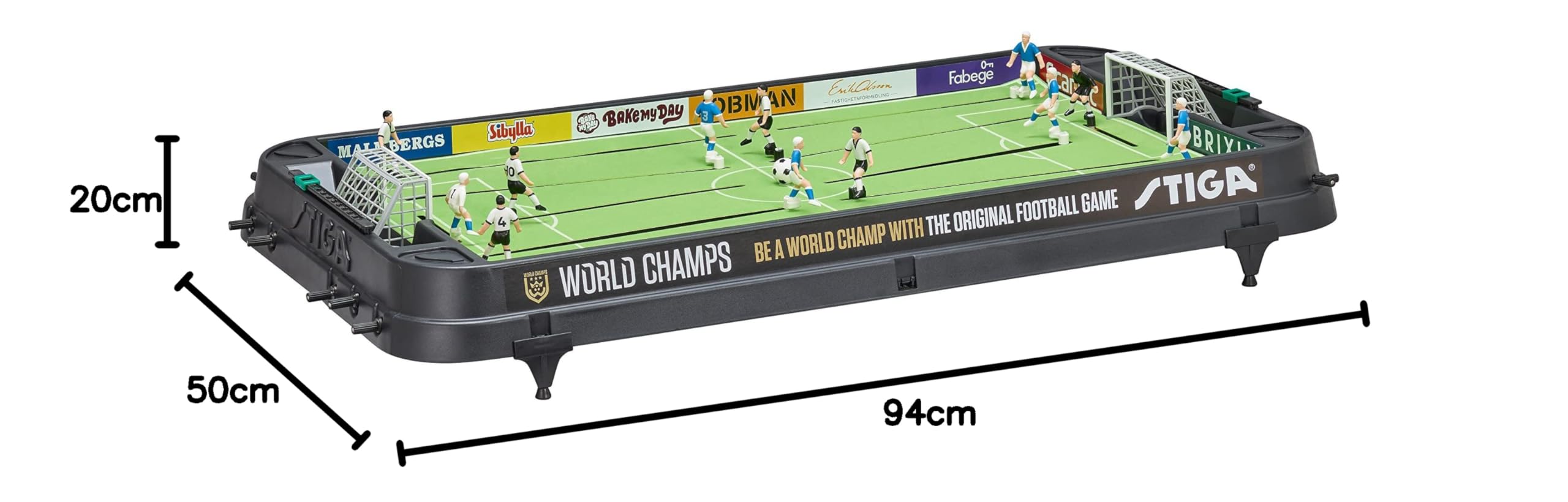 STIGA World Champs Fussball Klassischer Tischkicker Retro Vintage - für 2 Spieler, Schwarz/Grün