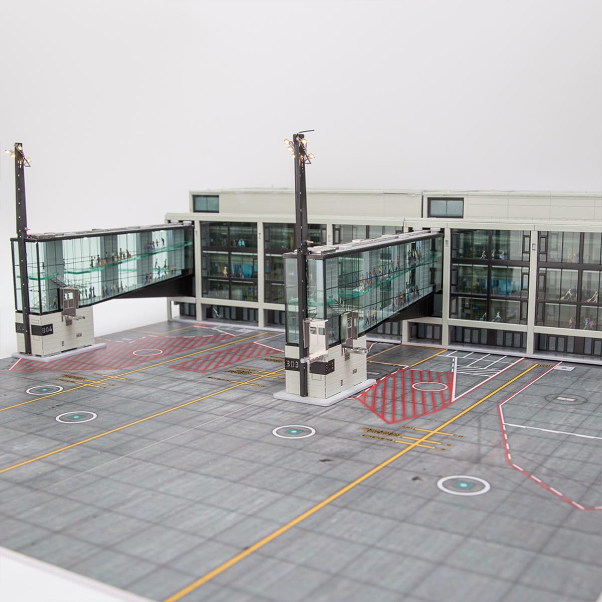 Podświetlany model budynku terminala lotniska w skali 1/200 ze światłami LED i fartuchem, bardzo szczegółowa, ręcznie wykonana, modułowa konstrukcja dla entuzjastów lotnictwa i dorosłych