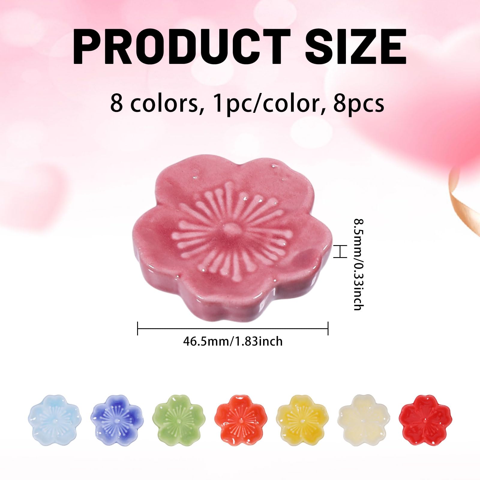 GLOBLELAND 8 Pcs Cherry Blossom Chopsticks Holder Ceramic Chopstick Rest Chopsticks Holder Rack for Dinner Fork Spoon Tableware Home Restaurants Kitchen Gift - Image 2
