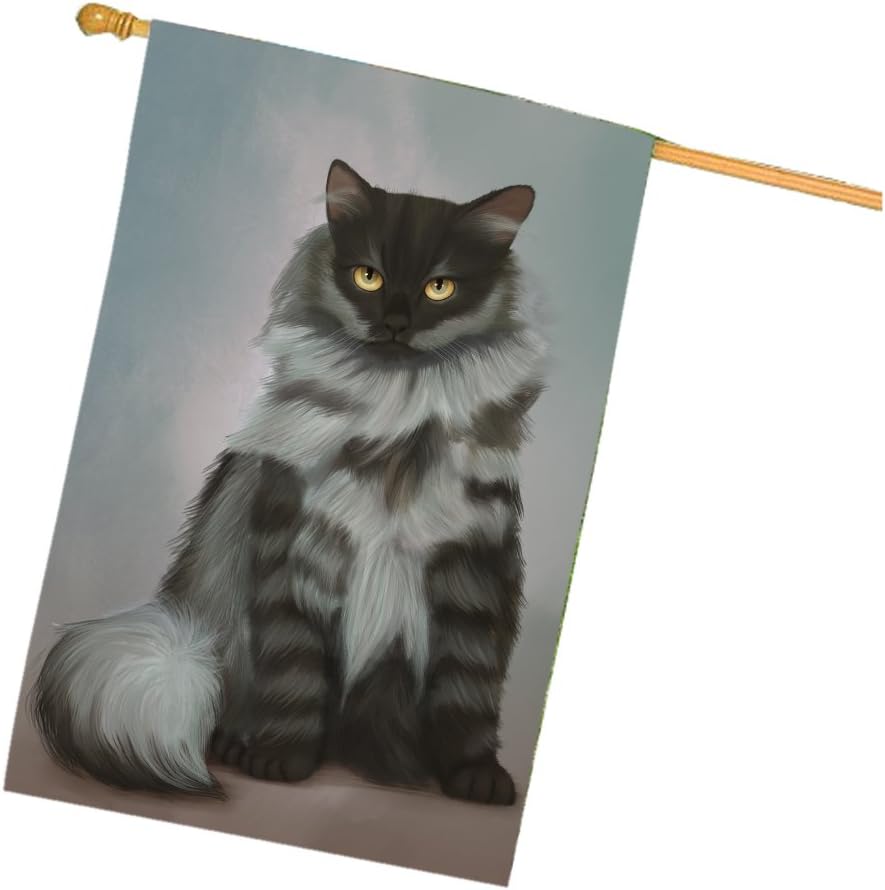 Black Smoke Siberian Cat House Flag