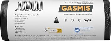 Bin Liners with Drawstring 25 L - 1 x 25 Pieces | Recycled Waste Bags 20 m, Tear-Resistant & Compact | Bin Liners for Household, Bathroom & Office | 1 Roll
