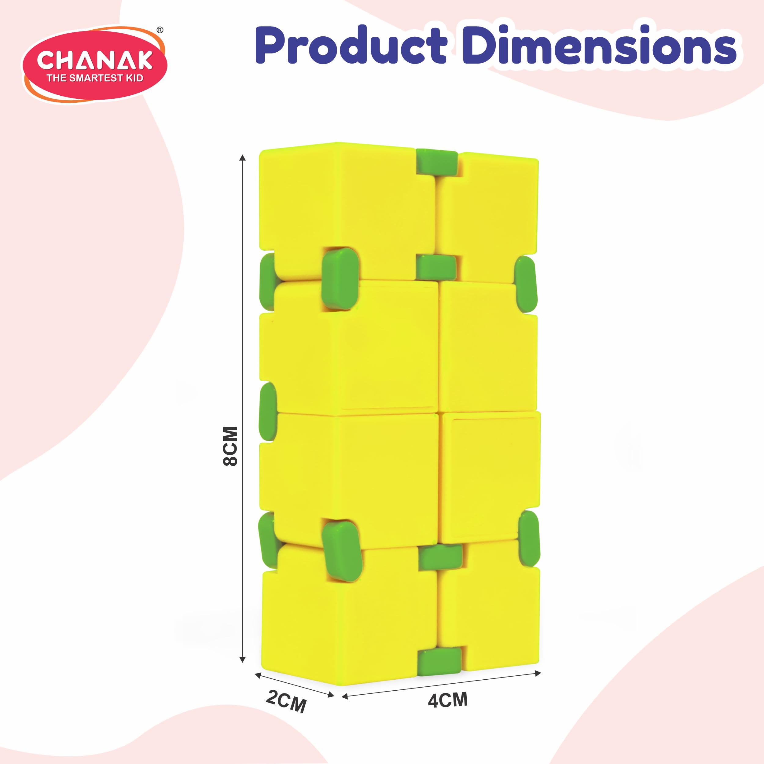 Chanak Infinity Cube Fidget Toy Stress Relieving Fidgeting Game for Kids & Adults, Durable ABS Plastic Safe Material Sensory Toys, Unique Gadget for Anxiety Relief Easy to Carry, Above 3+ Age (Yellow) 1