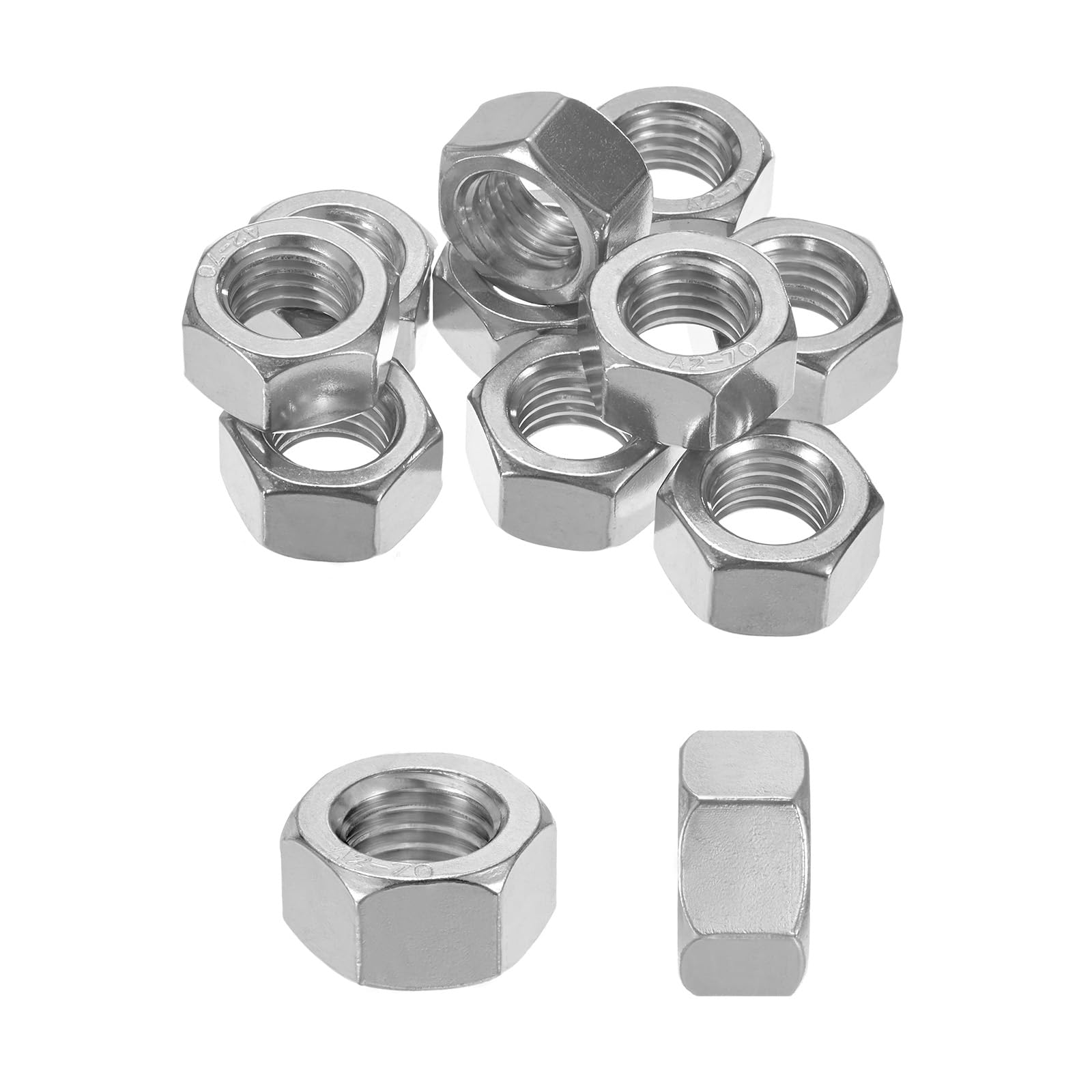 M METERXITY 10-Pack Metric Hex Nuts M18 x 2.5mm Thread Stainless Steel Hexagon Nut Hex Nut Metric Nuts for Machinery/Automotive/Repair/Industrial