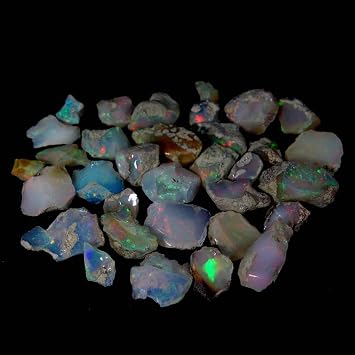 GovindStore Natural Fire Opal Rough Gemstone, Raw Crystals Gemstone, Ethiopian Opal Rock, Jewelry Making Supplies, Chakra Healing, Energy Stone, Meditation, Art-Crafts-DIY Stone, 25 carats, 4 to 5pcs
