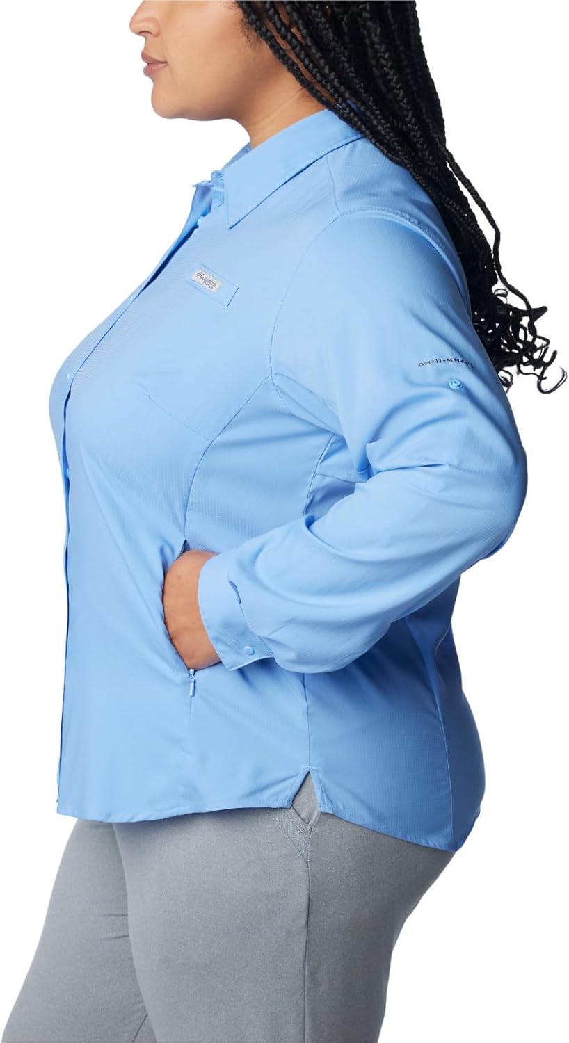 Columbia Womens PFG Tamiami II Long Sleeve Shirt, White Cap, 3X