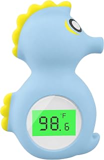 Baby Bath Thermometer for Infant & Toddler, Floating Digital Water Thermometer with 3‑Color LED Backlight, Baby Bath Toy, Hot & Cold Alert, BPA‑Free,Haima