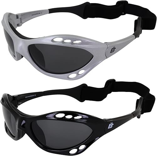 Birdz Gafas de sol Seahawk polarizadas para moto acuática, gafas deportivas de kite-boarding, surf, kayak, 2 pares de montura negra y montura