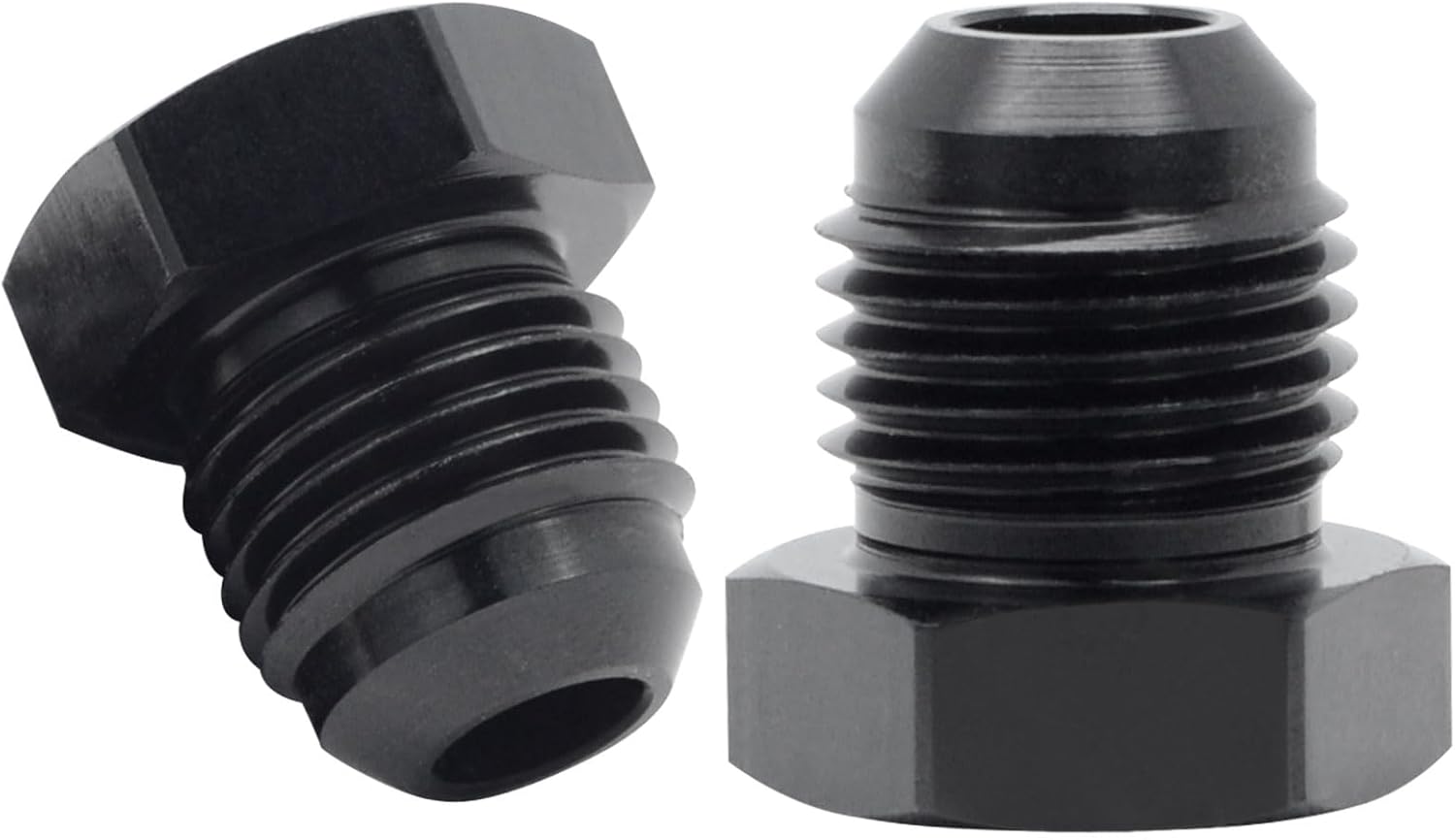 8AN Male Flare Thread Hexagon Head Blanking Plugs Cap Lock Fitting Adapter Hex Aluminum Black 2PCS