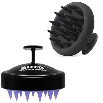 HEETA Scalp Massager Hair Growth, Scalp Scrubber Shampoo Brush, Black Silicone Black