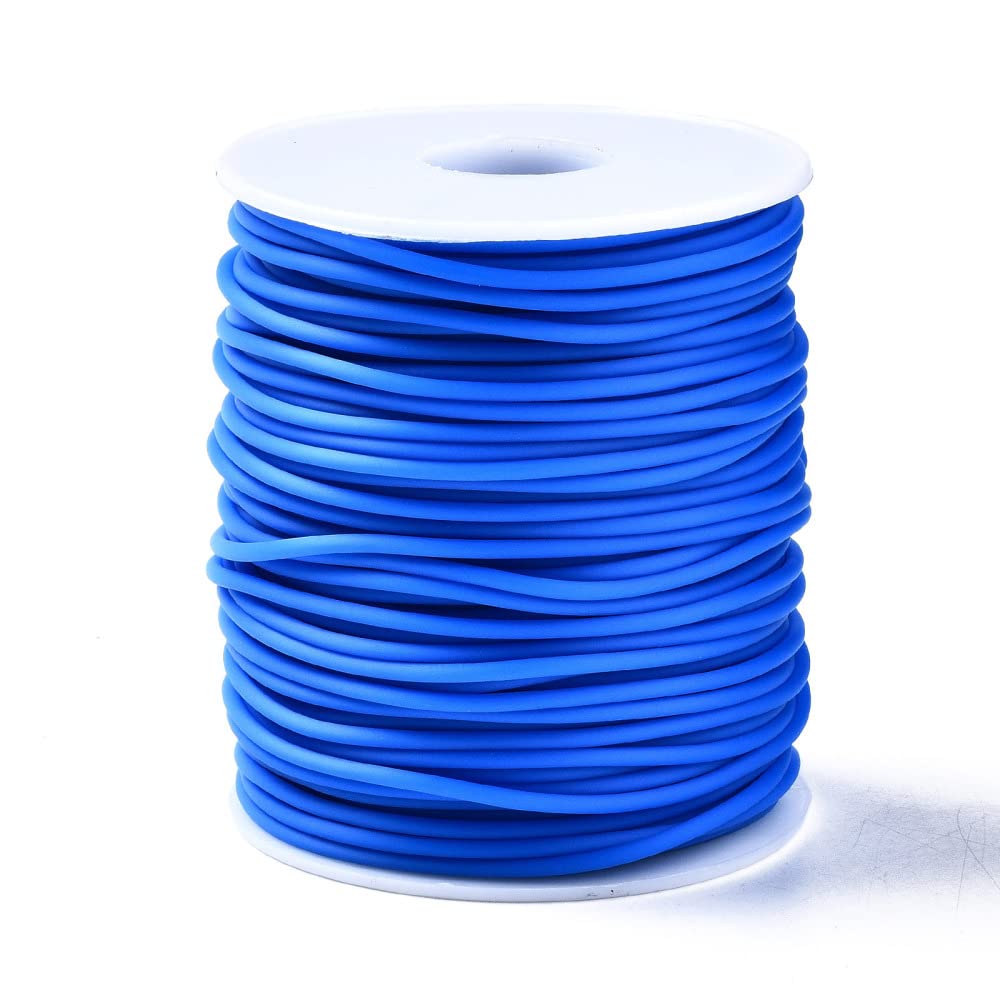 Craftdady 15m Hollow Pipe Tubing PVC Rubber Cord Rubber Tube Cord Wrapped Around For Memory Wire Necklace Bracelet Knitting, Dodger Blue