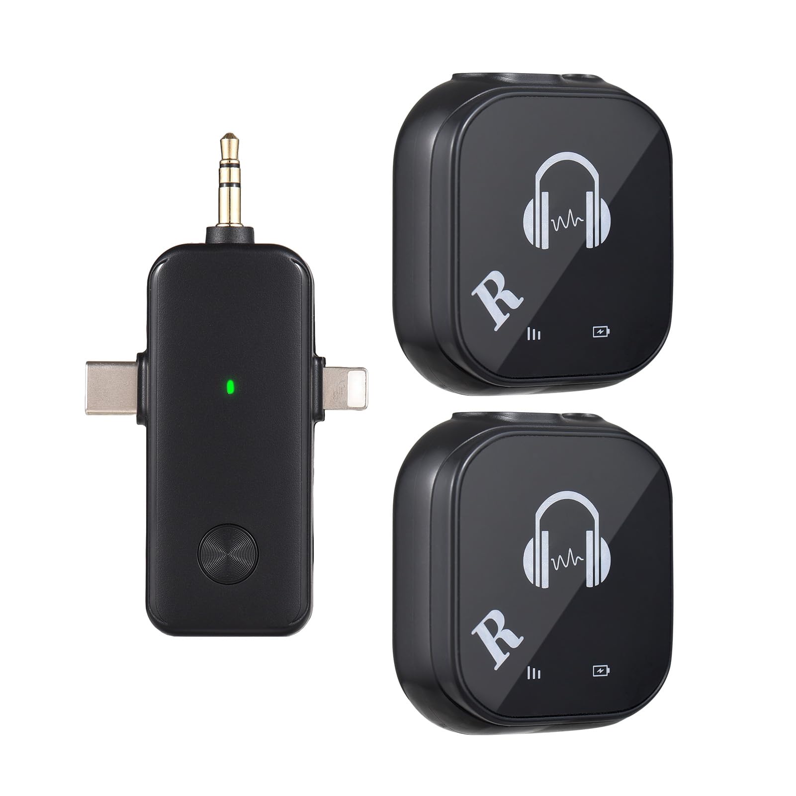 5.8G Inalámbrico en el Sistemas de Monitor de Oído, Auriculares del Sistemas IEM de Monitoreo de Doble Canal con 3 in 1 Receptor de Transmisor para Conciertos Musicales (2 receptores)