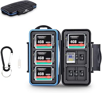 JJC CF Card Case SD Card Case Micro SD Card Case TF Card Case CF Card Holder SD Card Holder Micro SD Card Holder TF Card Holder for 6 CF & 12 SD & 18 Micro SD Card,Water-Resistant and Shockproof | 36 Slots CF Card Storage Case, IPX6 Water-Resistant & Shockproof, Durable ABS Shell with Rubber Interior, Includes Carabiner