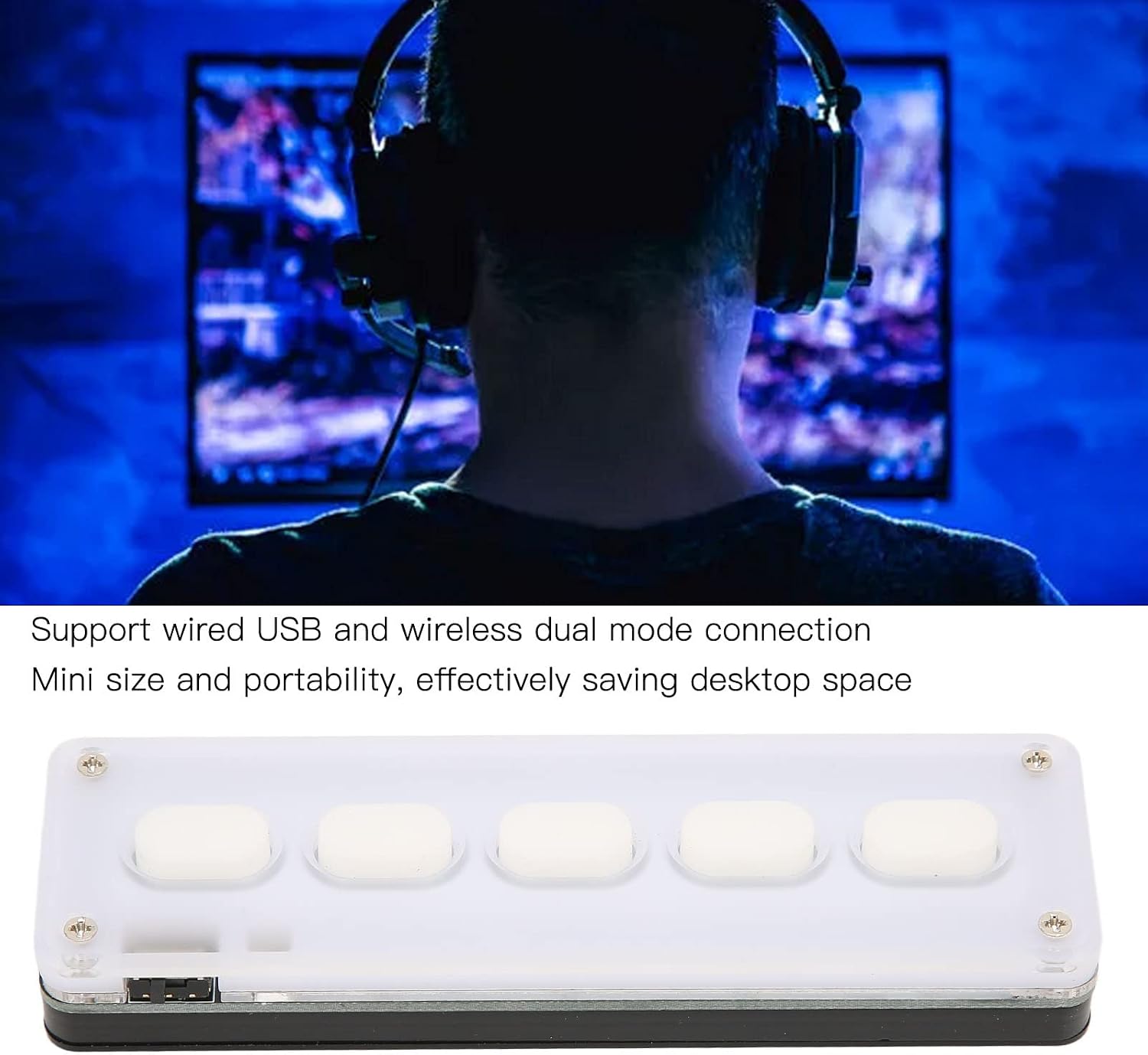 Person gaming with the Septpenta One Handed Mechanical Keyboard