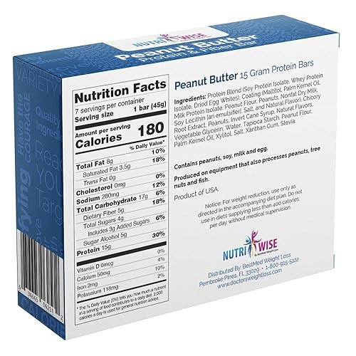 Miniatura 2 de NutriWise - Barras dietéticas  Alto en proteínas - Sin gluten - Bajo en colesterol - Bajo en sodio - Bajo en azúcar  7Caja  (Divine Peanut Butter)