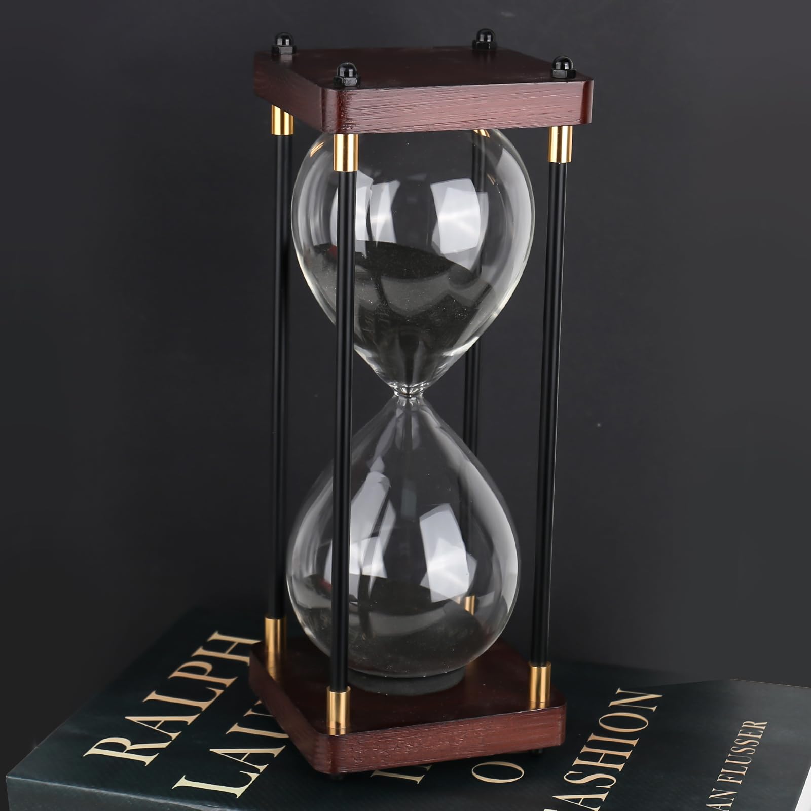 XTDMJ Reloj de arena de madera 30 minutos grande elegante negro arena brillante decoración hogar escritorio oficina boda