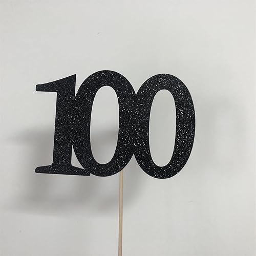 Miniatura 5 de Paquete de 10 palos de centro de mesa de aniversario de 100 cumpleaños con purpurina de doble cara, número 100 para decoración de fiesta de mesa de