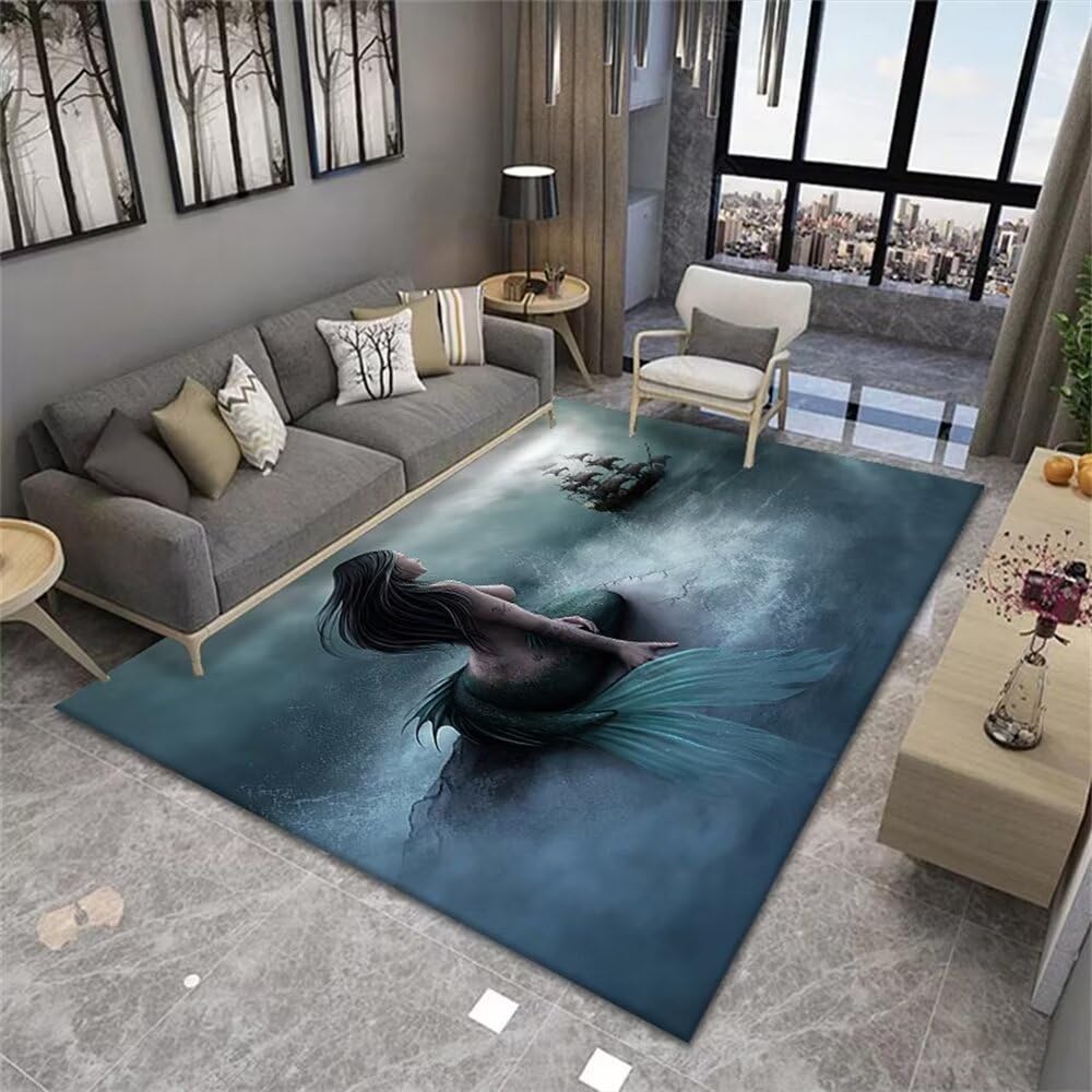 Tapis de chambre classique bleu haut de gamme 50x80cm