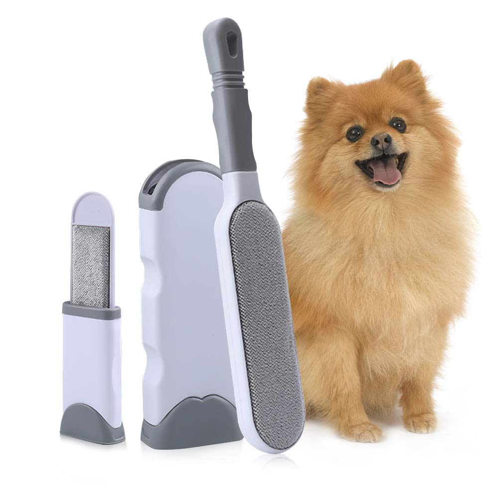 SONTHIN 2020 Updated Reusable Pet Hair Remover Brush with Double Sided Self-Cleaning Base for Removing Animal Fur from Laundry Car Seat Pet Bed Couch and Dust Lint Removal Tool (Grey)