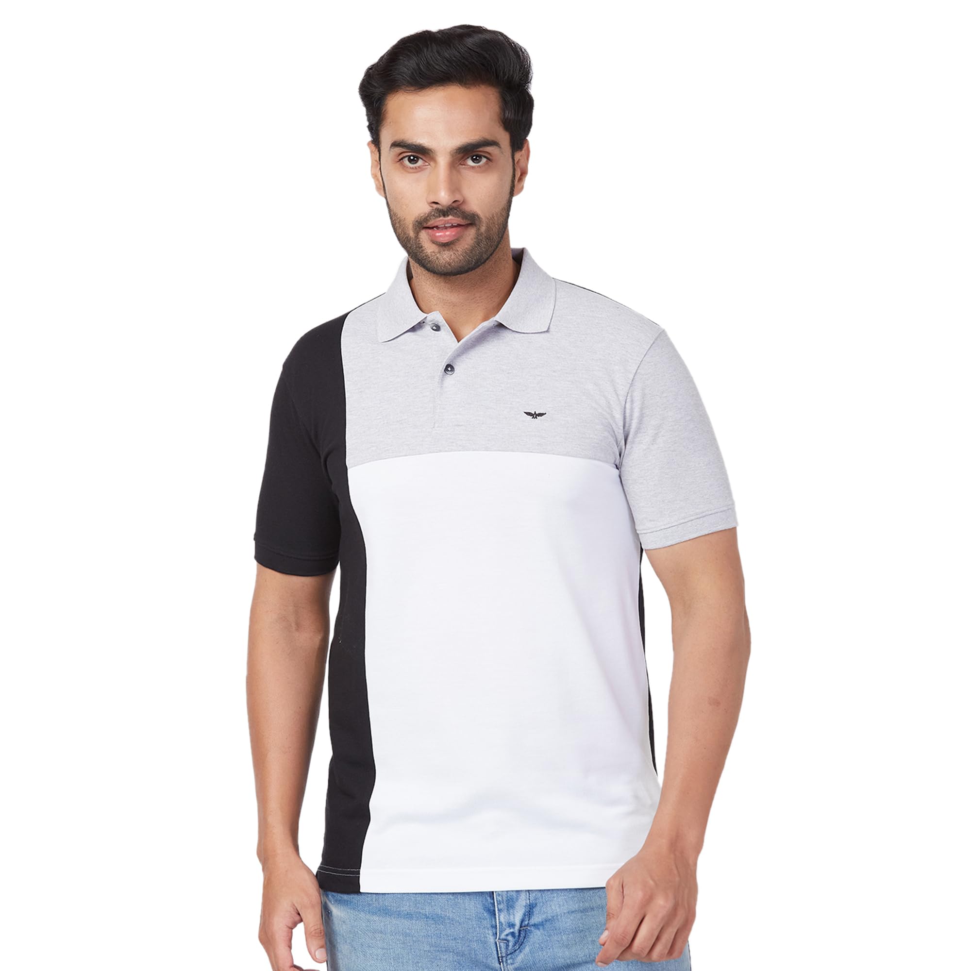 Men's Knitted Pattern Slim Fit Cotton Blend Half Sleeve Polo Neck Casual T-Shirt-image-41