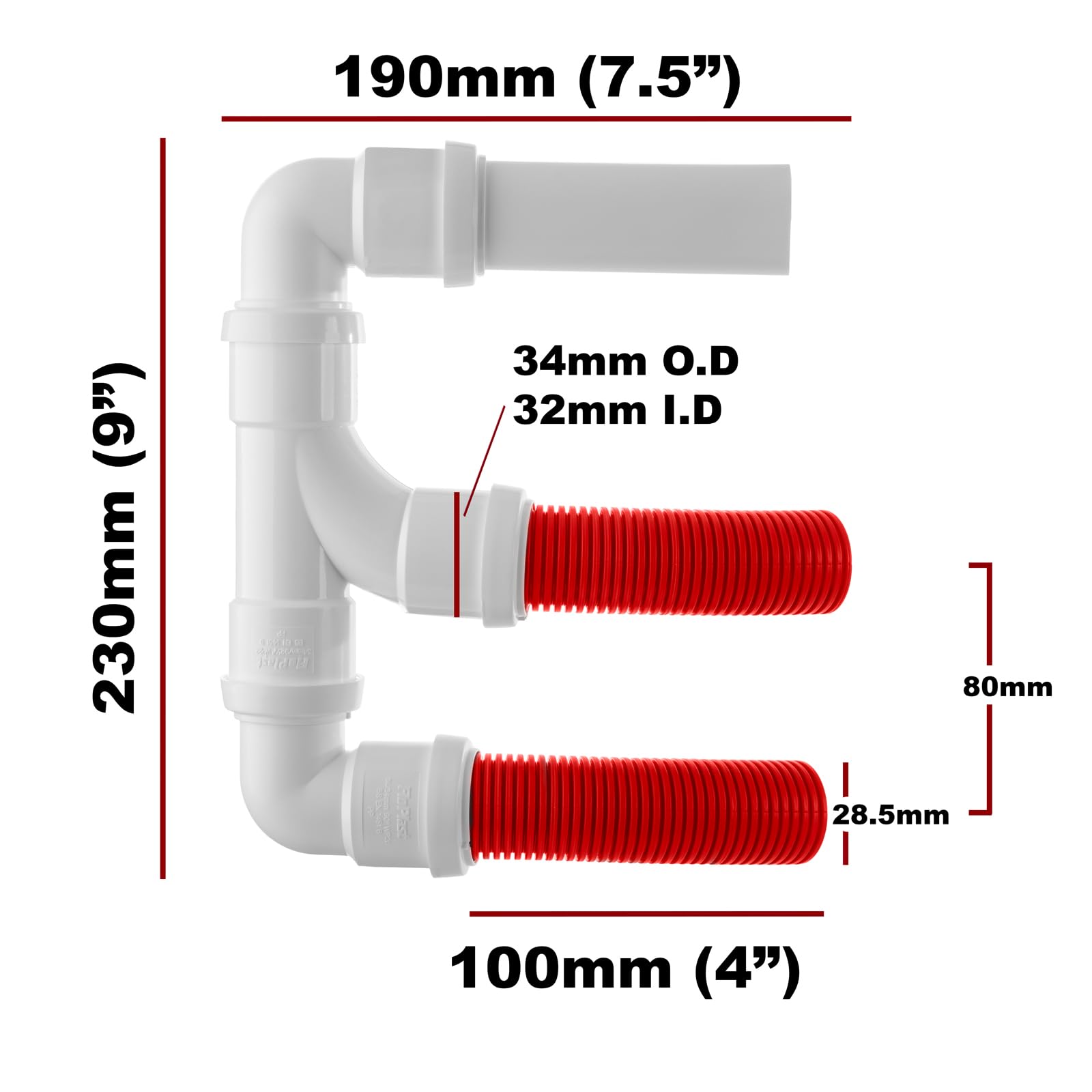 Sistema de salida de agua residual para caravana/autocaravana con opción de tubería de 4 metros con accesorios de fontanería FLOPLAST para el hogar, estándar CE probado según EN 1451