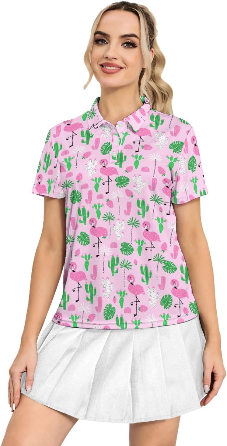 Women's Polo Shirts Short Sleeve Golf Polo Shirts Dry Fit Moisture Wicking Collared Tennis Shirt