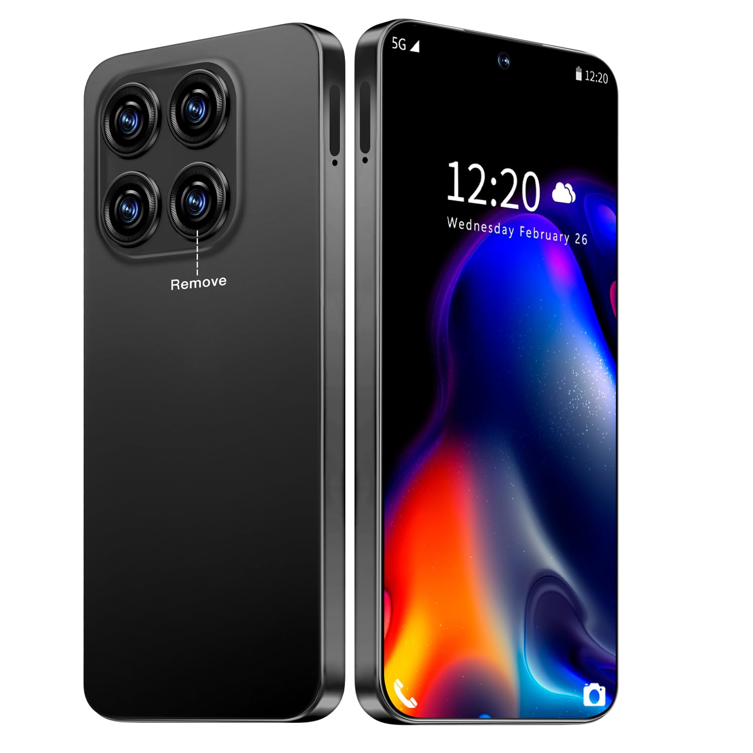 16PROMA X 12GB+512GB 6.99" HD Screen Smartphone Unlocked Cell Phone,Battery 7000mAh Unlocked The Phone, Android 14 Fingerprint Button Unlock/Photos/Face ID/Dual SIM/5G/GPS (Black, 12+512)