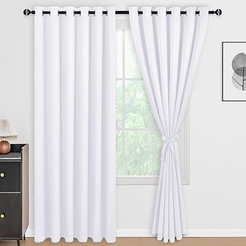 Miniatura 139 de DWCN Cortinas opacas 100% grises de 84 pulgadas de largo para dormitorio con forro negro, doble capa con aislamiento térmico, paneles de cortina