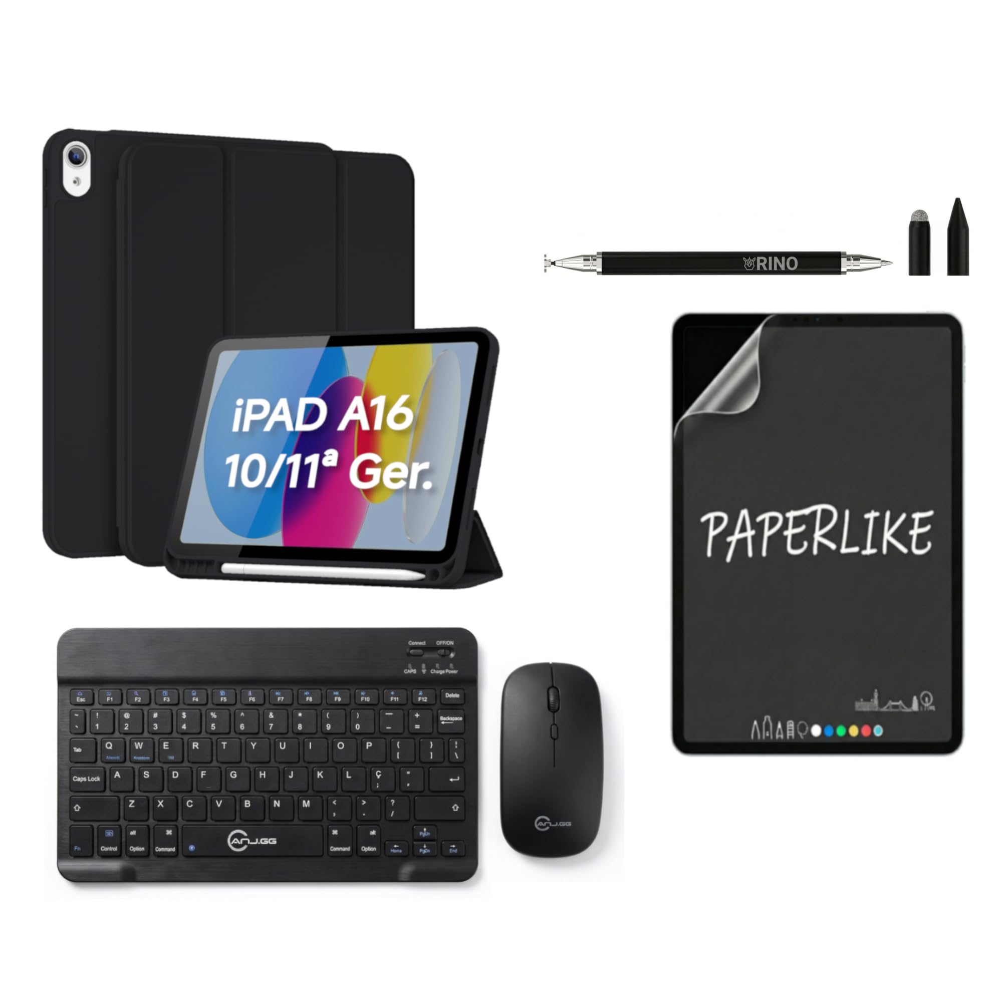 iPad本体 Ryo Kasai Rino Cases Kit Completo Capa Smart e Teclado iPad A16 11ª Ger 11