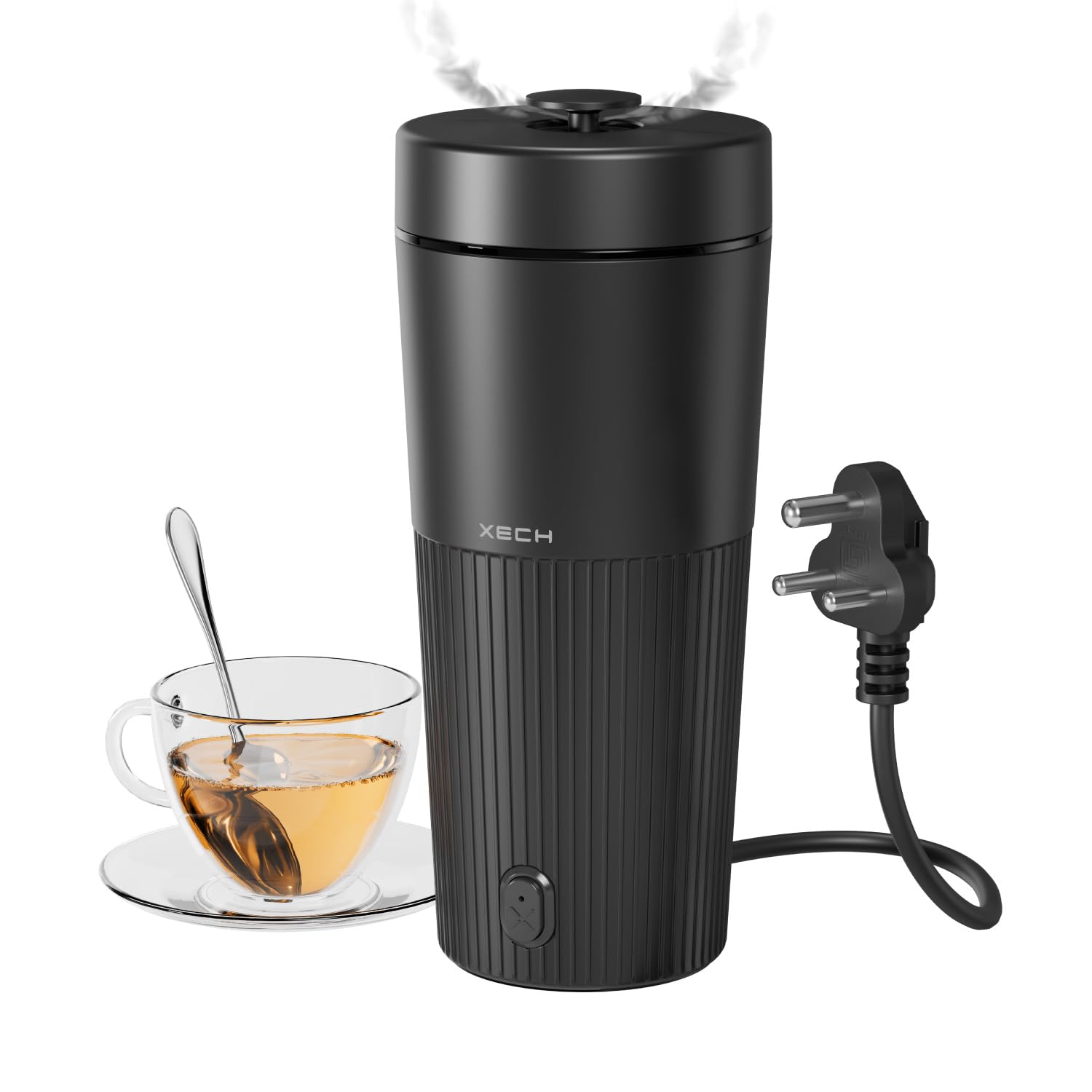 XECH Hydroboil PRO 700ml Portable Electric Kettle for Travel, Black | Mini kettle with 500W rapid boil, 304 stainless steel inner, cool-touch body, auto shut-off and detachable 110v-220V cord