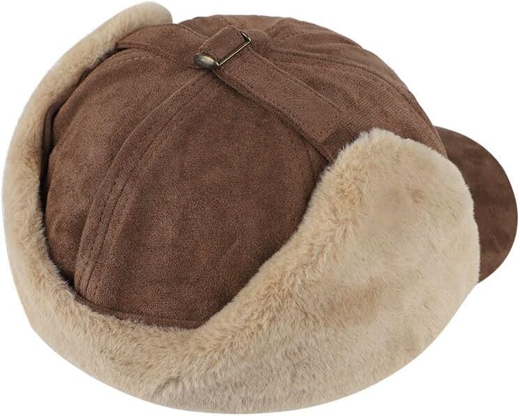 XGOPTS Winter Baseball Cap with Ear Flaps Outdoor Warm Baseball Hat Faux Fur Hunting Trapper Dad Hat Visor for Women Girls - Image 4